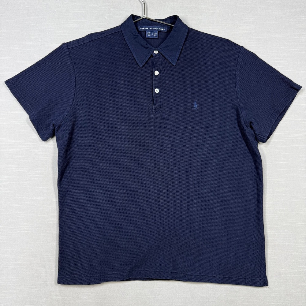 Vintageโ Ralph Lauren Golf Polo Shirt Women L Blue Short Sleeve Cotton Pique USA